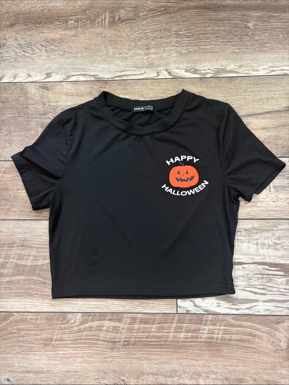 Womenβs Happy Halloween Crop Top Black Medium